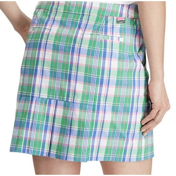 Ralph Lauren Polo Golf Womens Plaid Skort Size 12 Green Pink Preppy Tennis - Picture 4 of 11